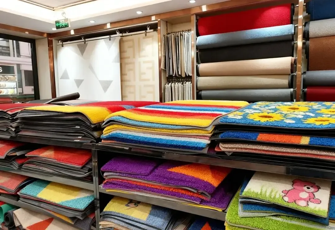 The customer's showroom is displaying floor mat samples printed by baosiwei dye-sublimation printers