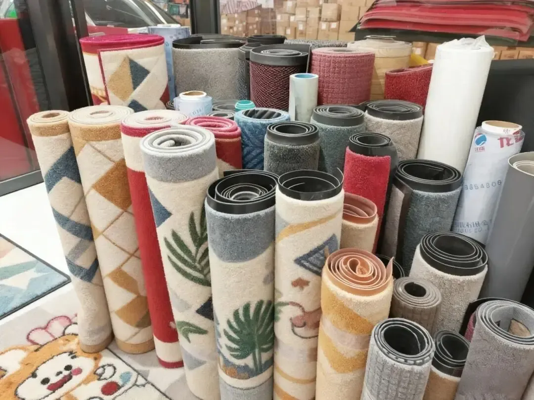 The customer's showroom is displaying floor mat samples printed by baosiwei dye-sublimation printers