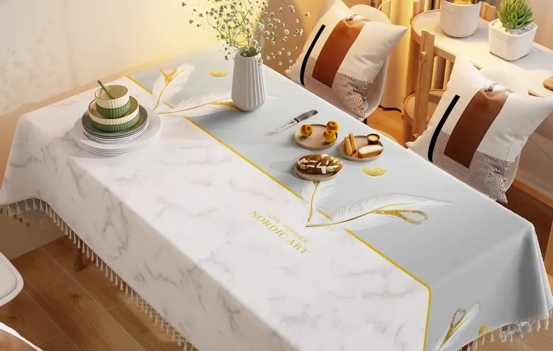 High-quality tablecloth printed with Baosiwei solution on a dining table