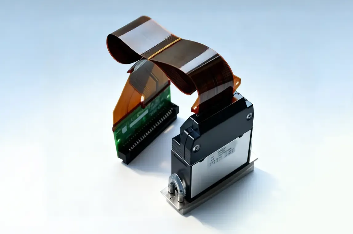 Close-up of Ricoh G5/G6 industrial printheads, the core component of the JW-2513 UV flatbed printer, delivering high-precision, high-speed, and reliable UV printing performance