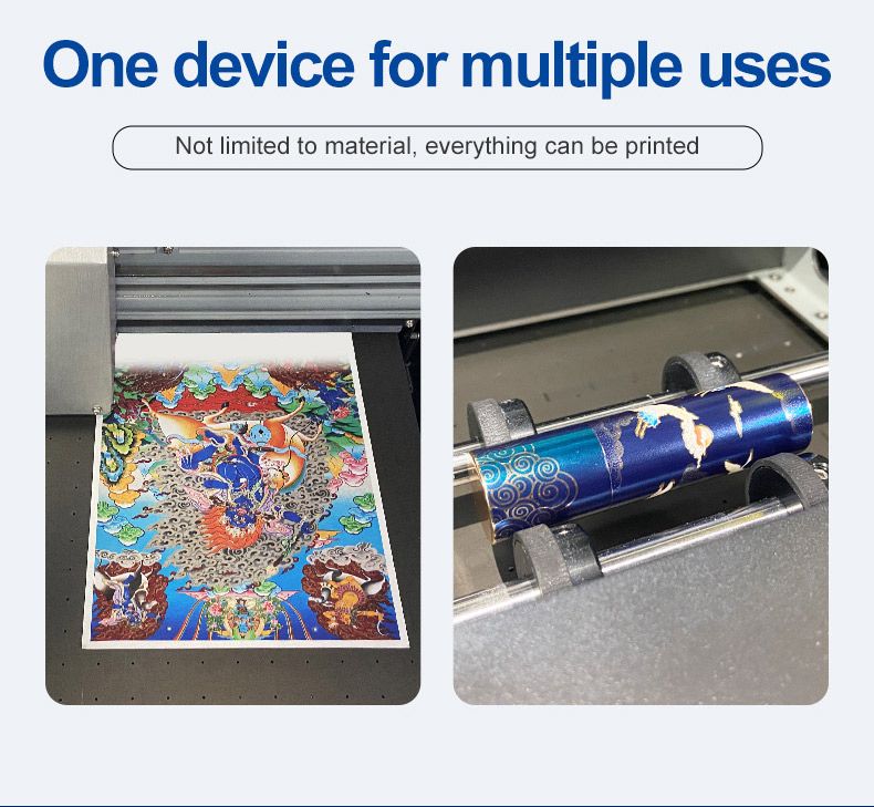 Baosiwei A3 compact desktop UV flatbed printer demonstrating