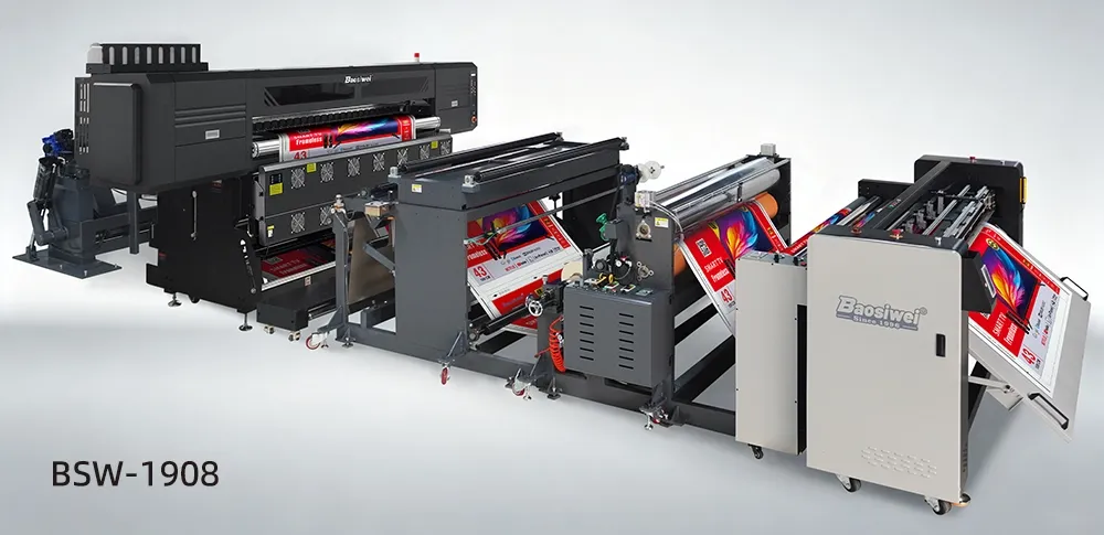 Baosiwei BSW-1908 8-head digital color box printer — entry-level model for TV packaging small-batch production up to 100㎡/h