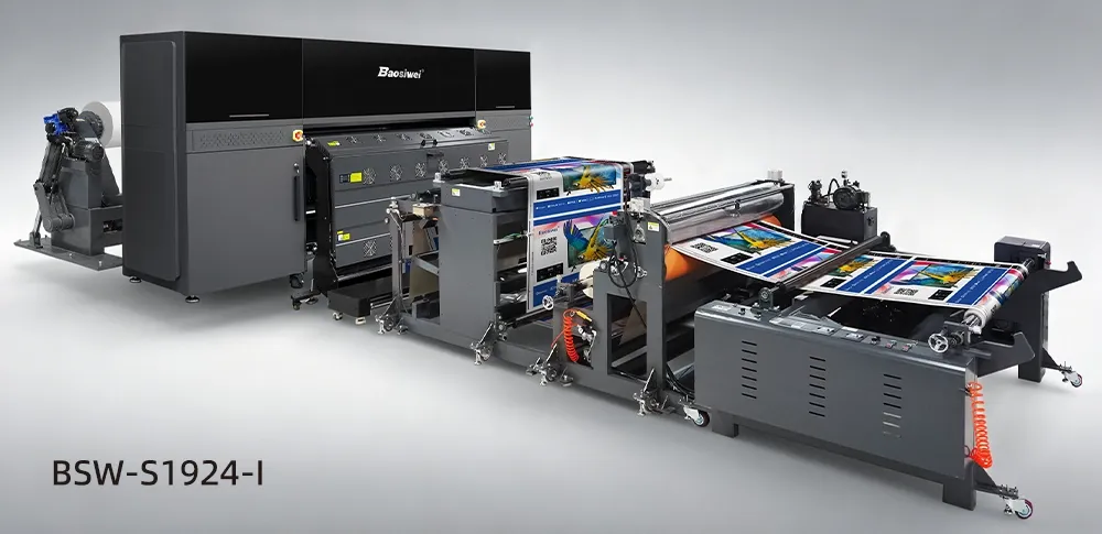 Baosiwei BSW-S1924-I 24-head high-end roll-to-roll digital color box printer — up to 900㎡/h for large-scale TV packaging OEM production