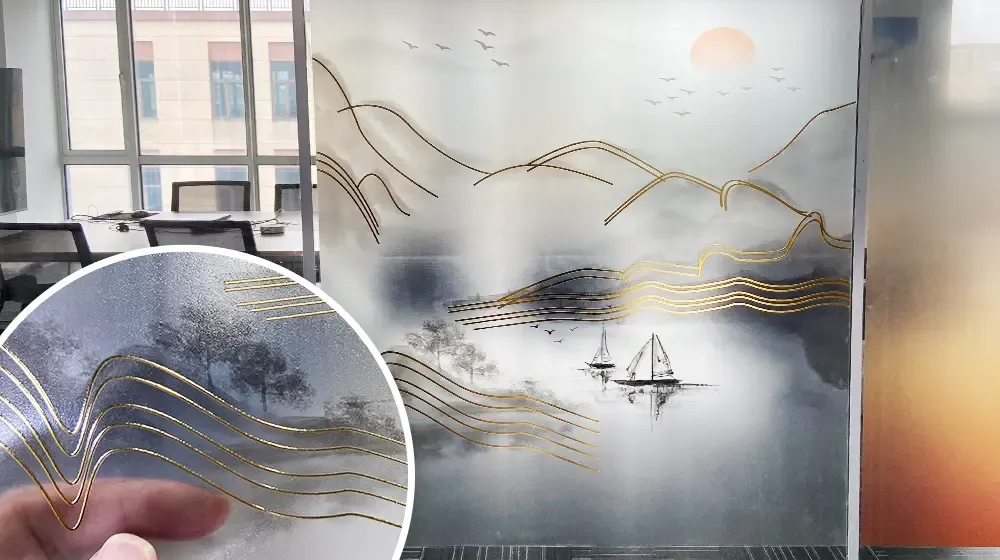 Baosiwei uses color + white + color + hot stamping process to print glass sticker samples